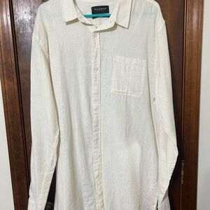 Pacsun Linen Men’s button down shirt pale yellow longer fit size XL
